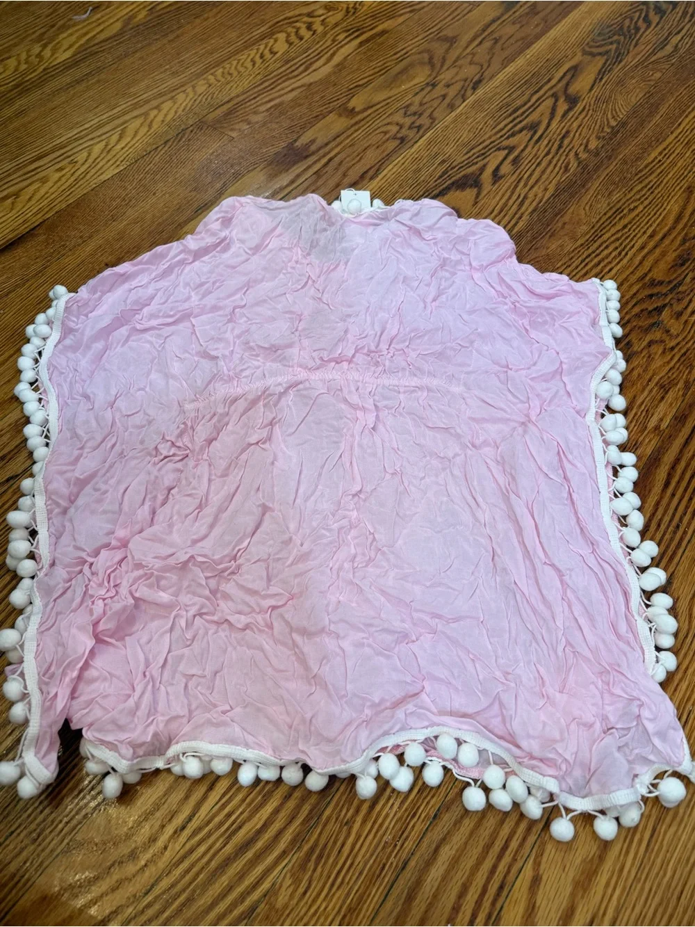 Pink Pom-Pom Kids Cover-Up Poncho